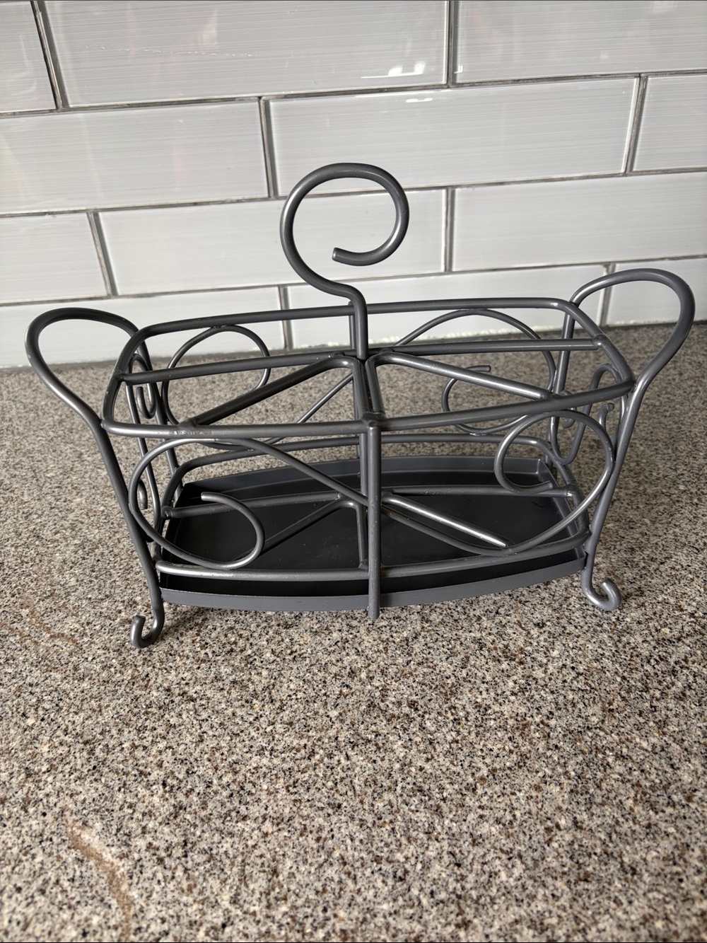 Metal Napkin silverware  Holder - Gunmetal Gray